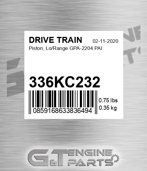 336KC232 Piston, Lo/Range GPA-2204 PAI