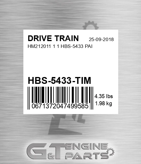 HBS-5433-TIM HM212011 1 1 HBS-5433 PAI