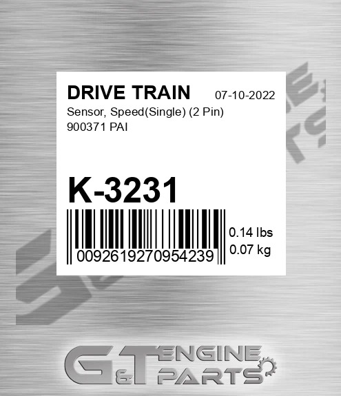 K-3231 Sensor, SpeedSingle 2 Pin 900371 PAI