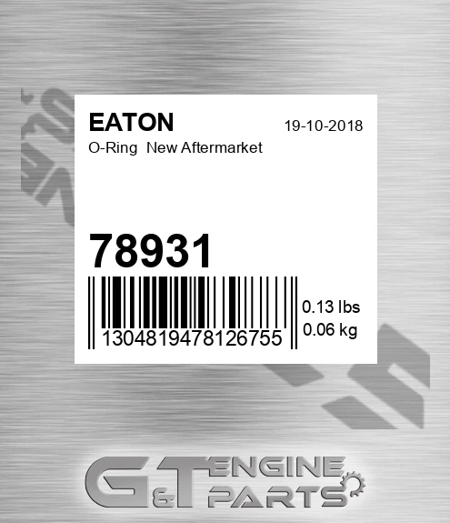 78931 O-Ring New Aftermarket