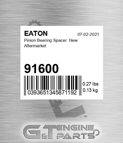 91600 Pinion Bearing Spacer New Aftermarket