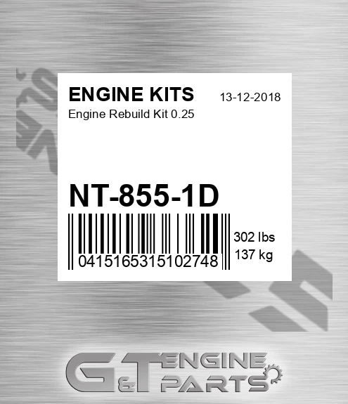 NT-855-1D Engine Rebuild Kit 0.25