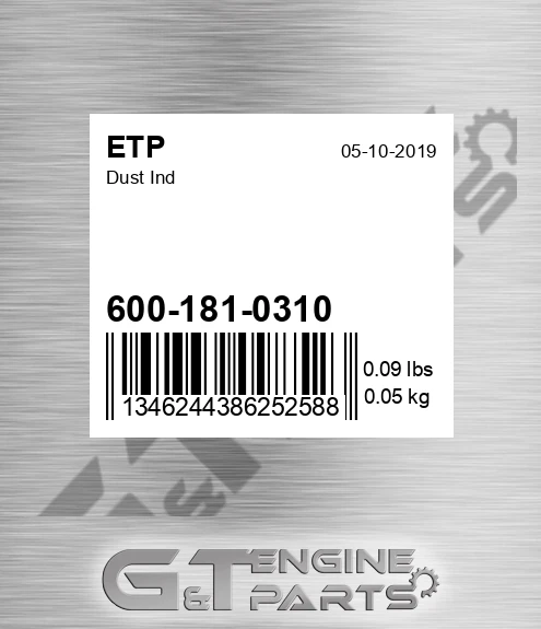600-181-0310 Dust Ind for ETP