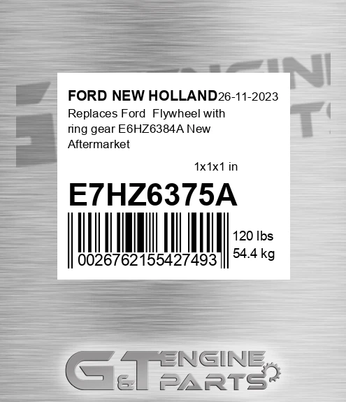 E7HZ6375A Replaces Ford Flywheel with ring gear E6HZ6384A New Aftermarket