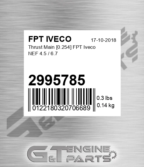 2995785 Thrust Main [0.254] FPT Iveco NEF 4.5 / 6.7