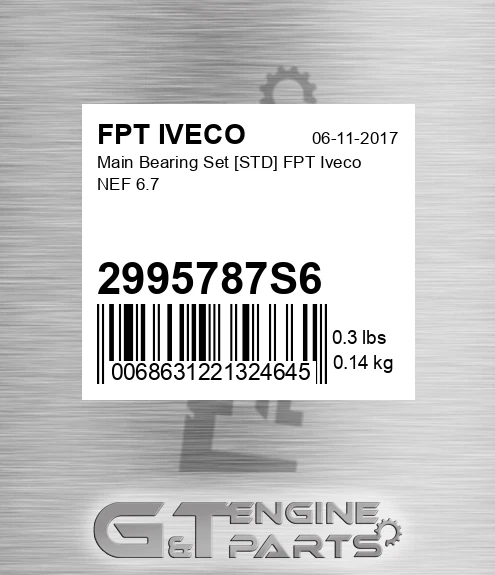 2995787S6 Main Bearing Set [STD] FPT Iveco NEF 6.7