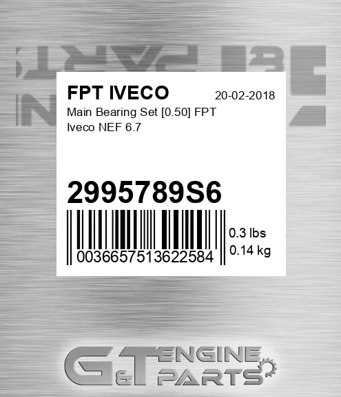 2995789S6 Main Bearing Set [0.50] FPT Iveco NEF 6.7