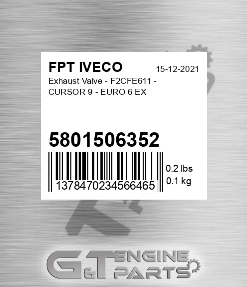 5801506352 Exhaust Valve - F2CFE611 - CURSOR 9 - EURO 6 EX