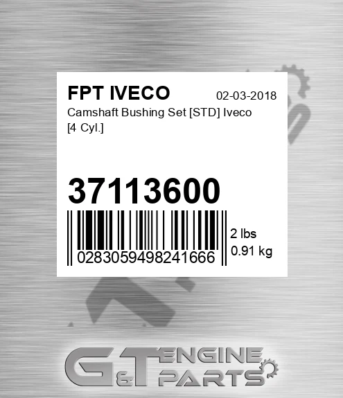 37113600 Camshaft Bushing Set [STD] Iveco [4 Cyl.]