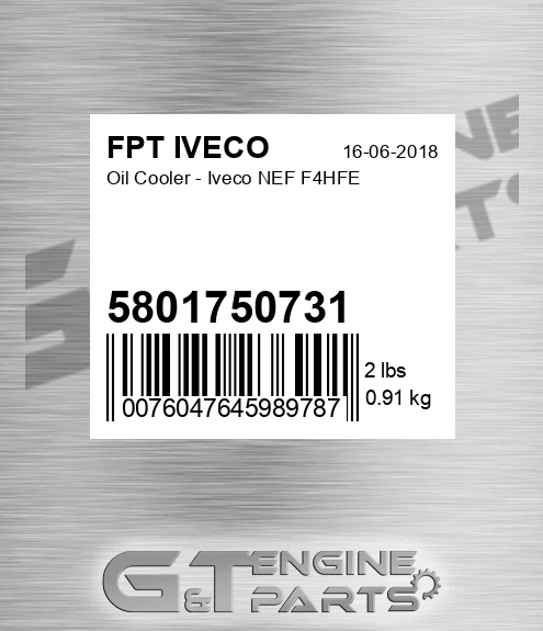 5801750731 Oil Cooler - Iveco NEF F4HFE