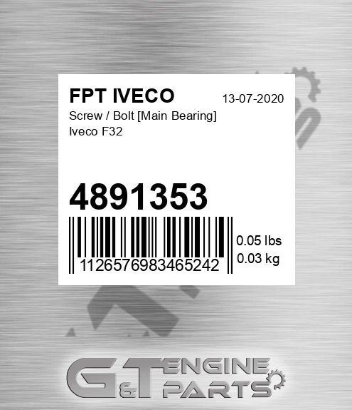 4891353 Screw / Bolt [Main Bearing] Iveco F32