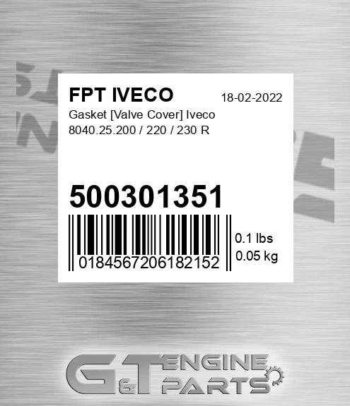 500301351 Gasket [Valve Cover] Iveco 8040.25.200 / 220 / 230 R