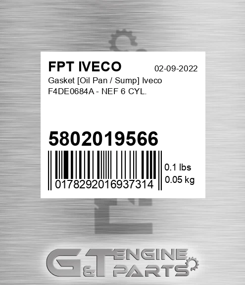 5802019566 Gasket [Oil Pan / Sump] Iveco F4DE0684A - NEF 6 CYL.