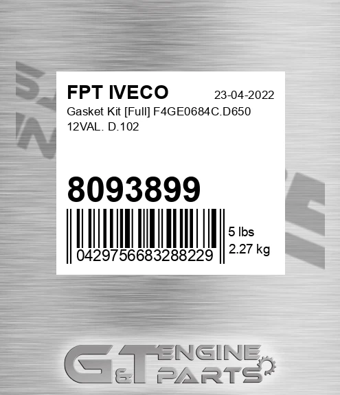 8093899 Gasket Kit [Full] F4GE0684C.D650 12VAL. D.102