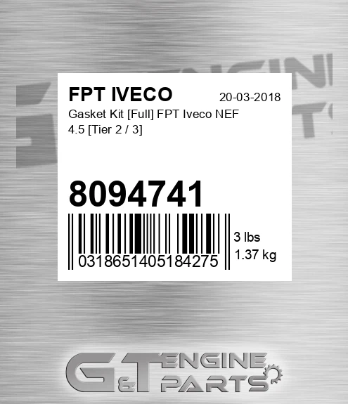 8094741 Gasket Kit [Full] NEF 4.5 [Tier 2 / 3]