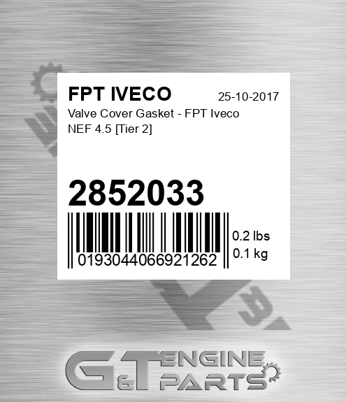2852033 Valve Cover Gasket - FPT Iveco NEF 4.5 [Tier 2]