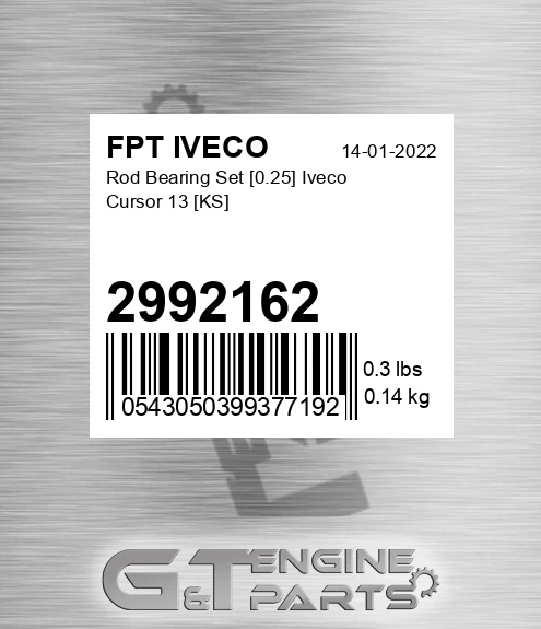 2992162 Rod Bearing Set [0.25] Iveco Cursor 13 [KS]