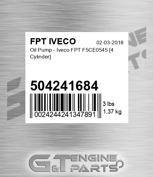 504241684 Oil Pump - Iveco FPT F5CE0545 [4 Cylinder]