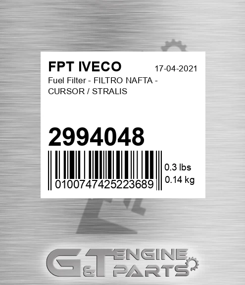 2994048 Fuel Filter - FILTRO NAFTA - CURSOR / STRALIS