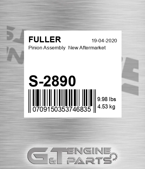 S-2890 Pinion Assembly New Aftermarket