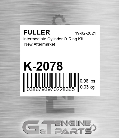 K-2078 Intermediate Cylinder O-Ring Kit New Aftermarket