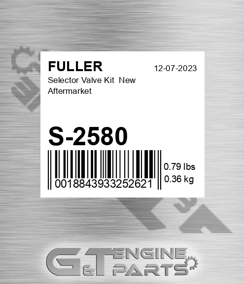 S-2580 Selector Valve Kit New Aftermarket