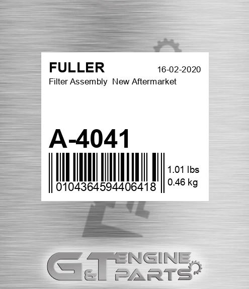 A-4041 Filter Assembly New Aftermarket
