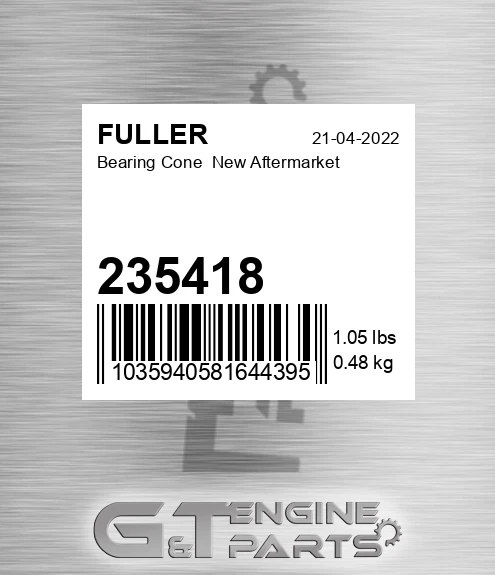 235418 Bearing Cone New Aftermarket