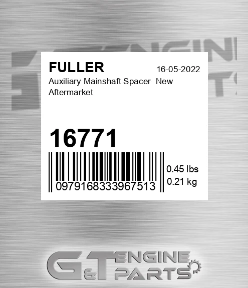 16771 Auxiliary Mainshaft Spacer New Aftermarket