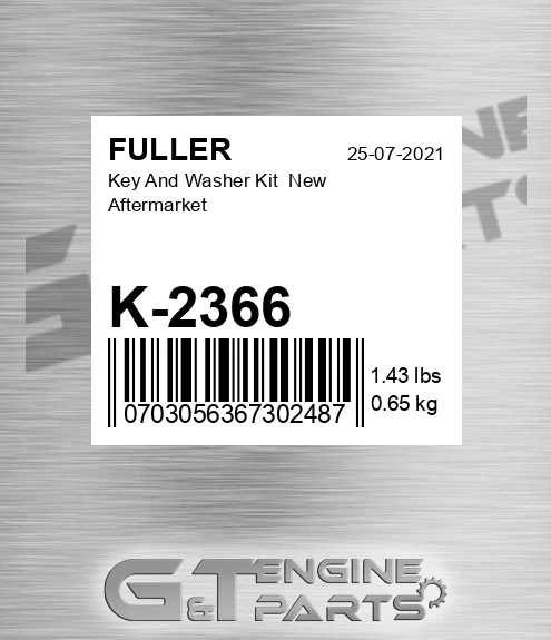 K-2366 Key And Washer Kit New Aftermarket
