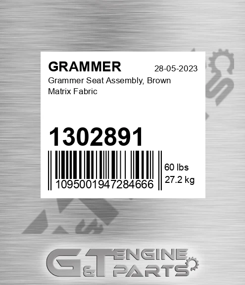 1302891 Grammer Seat Assembly, Brown Matrix Fabric