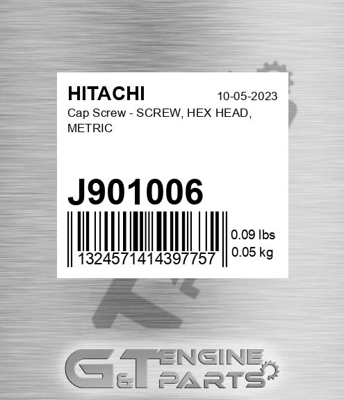 J901006 Cap Screw - SCREW, HEX HEAD, METRIC