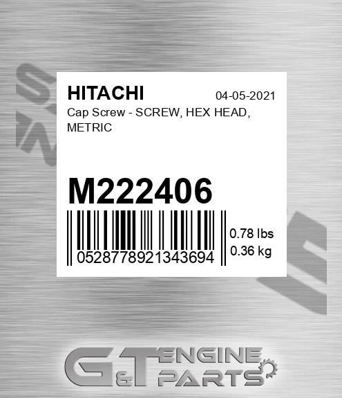 M222406 Cap Screw - SCREW, HEX HEAD, METRIC