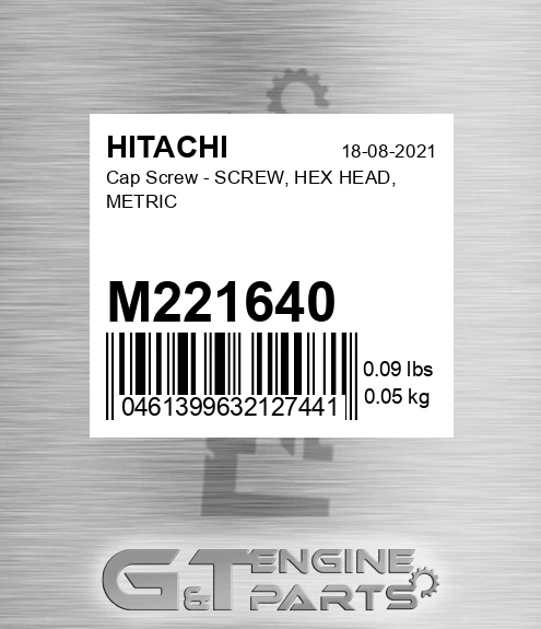 M221640 Cap Screw - SCREW, HEX HEAD, METRIC