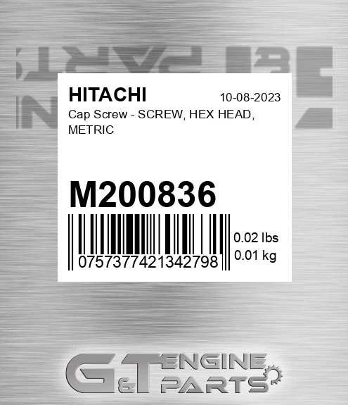 M200836 Cap Screw - SCREW, HEX HEAD, METRIC