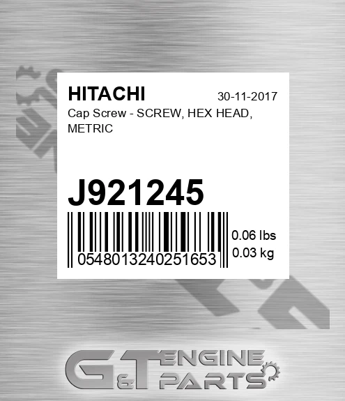 J921245 Cap Screw - SCREW, HEX HEAD, METRIC