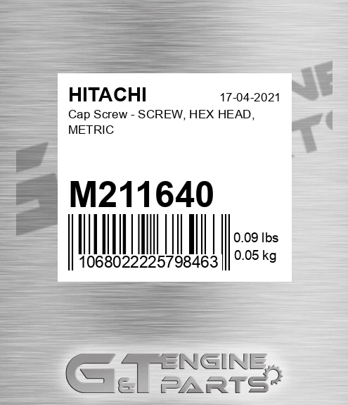M211640 Cap Screw - SCREW, HEX HEAD, METRIC