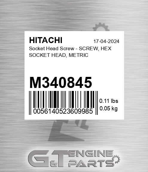 M340845 Socket Head Screw - SCREW, HEX SOCKET HEAD, METRIC