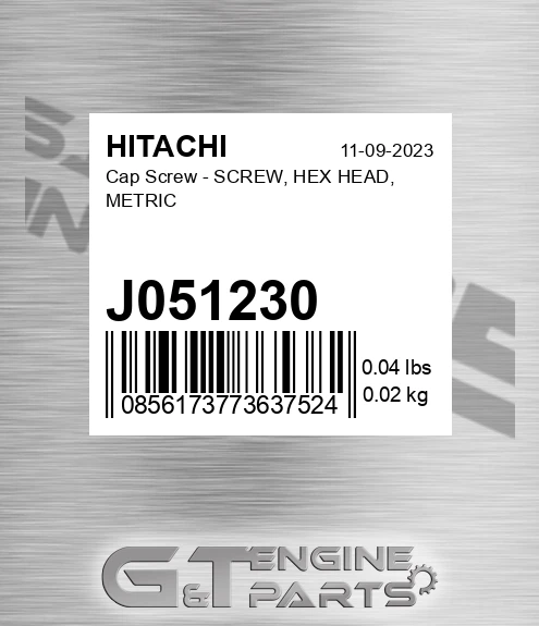 J051230 Cap Screw - SCREW, HEX HEAD, METRIC