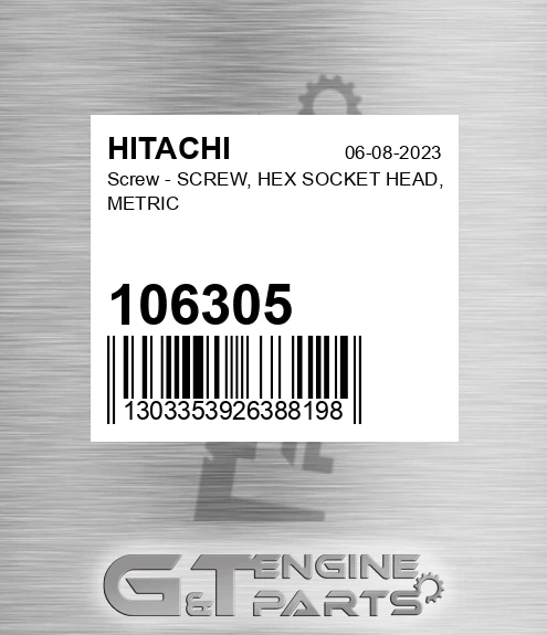 106305 Screw - SCREW, HEX SOCKET HEAD, METRIC