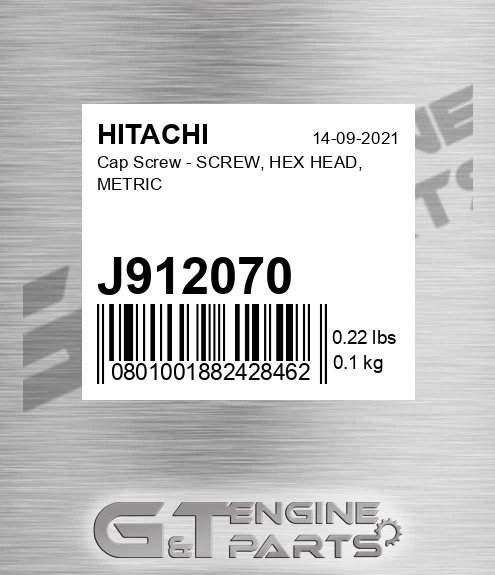 J912070 Cap Screw - SCREW, HEX HEAD, METRIC