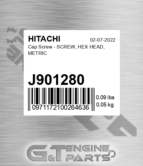 J901280 Cap Screw - SCREW, HEX HEAD, METRIC