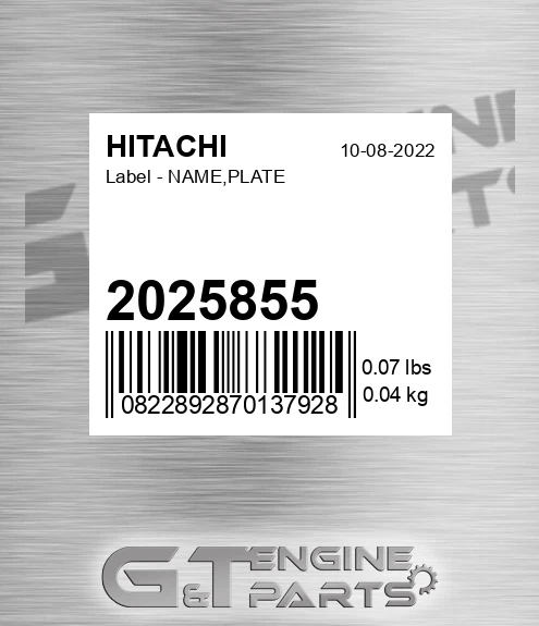 2025855 Label - NAME,PLATE