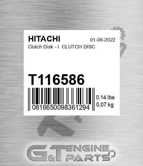T116586 Clutch Disk - I. CLUTCH DISC
