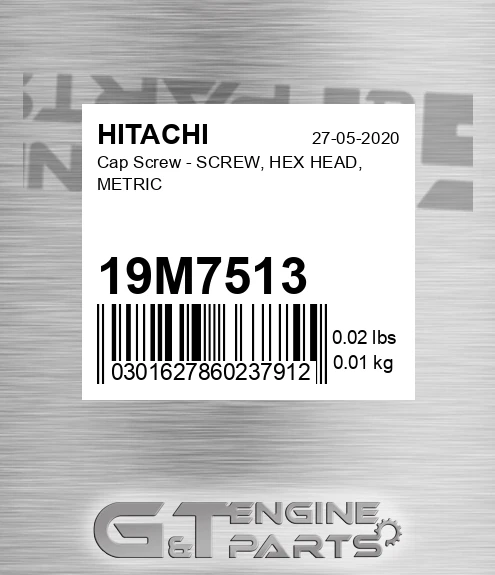 19M7513 Cap Screw - SCREW, HEX HEAD, METRIC