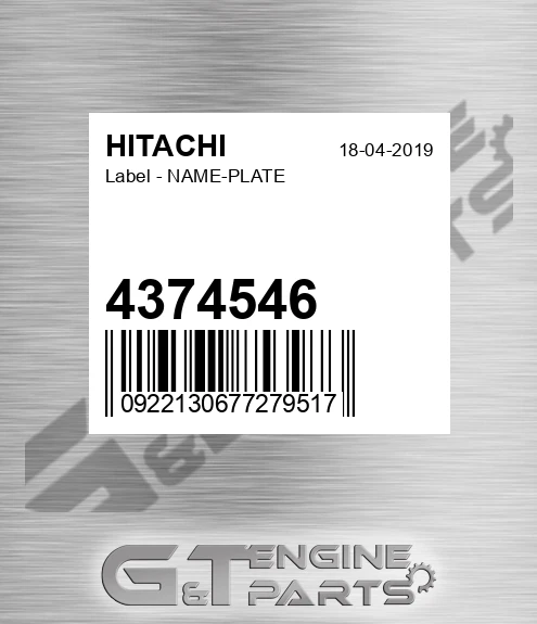 4374546 Label - NAME-PLATE