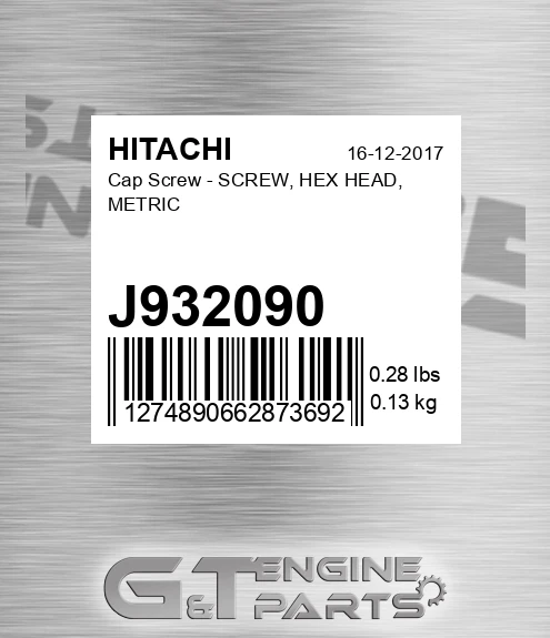 J932090 Cap Screw - SCREW, HEX HEAD, METRIC