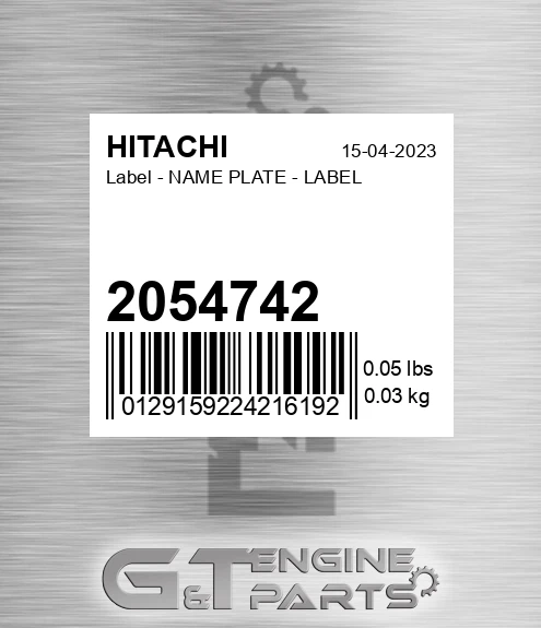 2054742 Label - NAME PLATE - LABEL