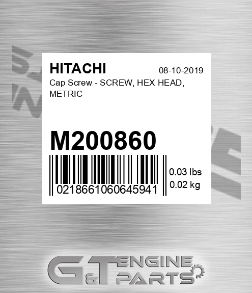 M200860 Cap Screw - SCREW, HEX HEAD, METRIC