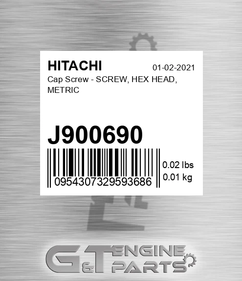 J900690 Cap Screw - SCREW, HEX HEAD, METRIC
